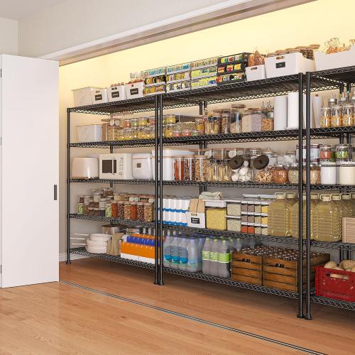 REIBII 45.5''W Storage Shelves Wire Shelving, 5 Tier Pantry Shelves for Storage Rack, Adjustable Metal Shelving for Pantry Kitchen Steel Shelving, 45.5 W x 71 H x 17.7 D