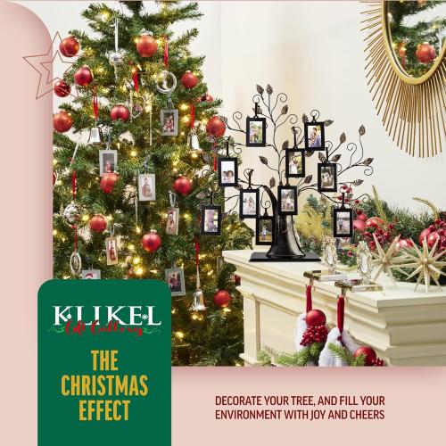 20x 18 Klikel Family Tree Picture Frame Display with 10 Hanging Picture Photo Frames | Large 20 x 18 Metal Tree | 10 Ornamental 2x3 Frames