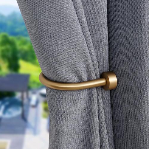 Drapery Holdback,Matte Black Metal Window Curtain Holdback (Warm Gold)