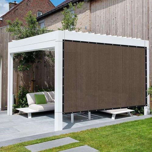 Size 16X16 Ft Color Grey 90% Sun Shade Cloth with Grommets, Outdoor Sun Shade Cover Heavy-Duty Sunblock Fabric Trap for Patio Lawn Garden Pergola, Mocha,