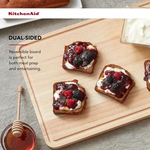 KitchenAid Classic Rubberwood Cutting Board with Perimeter Trench, Extra-Large Reversible Chopping Board, 12-inch x 18-inch, Natural‼️used item has scratches ‼️