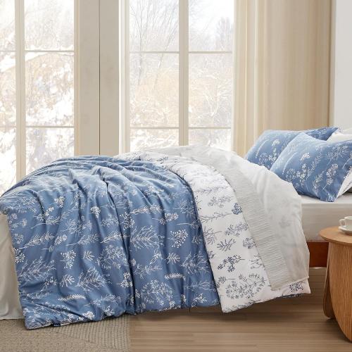 Bedsure  Comforter Set - Infinity Blue Bed  Cute Floral Bedding, 1 Soft Reversible Botanical Flowers Comforter