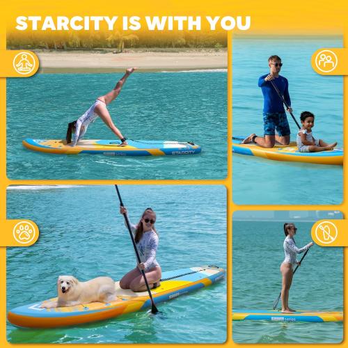 Starcity Size  11'*34*6 Blow Up Paddle Board, Inflatable Paddle Board,Paddle Board,Spacious and Stable, Anti Slip and Easy to Operate, Large Size Suitable for Single Person/Family/Pet Use.