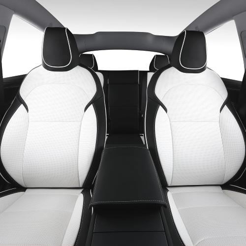 Custom Fit Seat Covers for 2025 2026 Tesla Model Y Juniper (5-Seater) - [NOT for 2026 Juniper RWD/AWD] - Ventilated Seats & Rear Screen Compatible - Nappa Leather Full Set Car Seat Protectors
