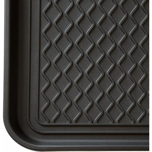 All-Weather Indoor/Outdoor Mat for Boots - Weather-Resistant Hard Plastic Shoe and Boot Tray with Raised Edge by Stalwart (Black, MEDIUM)