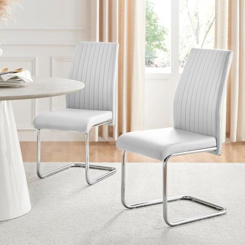 Furniturebox UK White Dining Chairs Set of 2 - Lorenzo Chairs for Dining Room Set of 2 - Premium Dining Room Furniture - Modern & Stylish