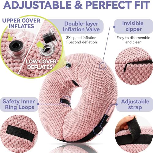 Soft Inflatable Dog Cone Collar for Large Medium Small Dogs Cats After Surgery - Neck Donut, E Collar Alternative for Recovery