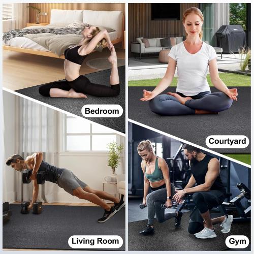 BesWin Large Exercise Mat 8'x4'x6mm/8mm, Extra Thick Workout Mats for Home Gym Flooring, High Density Non-Slip Gym Mats Fitness Mat for Cardio, Weights, Jump Rope, Fitness-Use With or Without Shoes