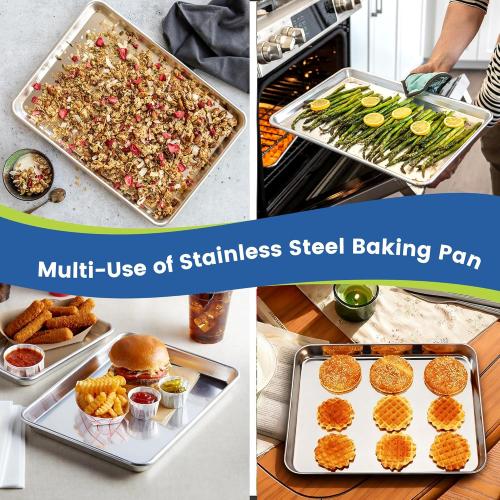 12 Pack Stainless Steel Baking Sheet Pans,  Cookie Sheets for Toaster Oven, Rust-Resistant, Dishwasher Safe