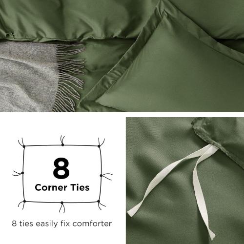 Bedsure Duvet Cover Queen Size - Soft Double Brushed Bedding Set for Kids & Adults, Zipper Closure, 3 Pieces, Includes 1 Duvet Cover (90x90) & 2 Pillow Shams, NO Comforter, Olive Green
