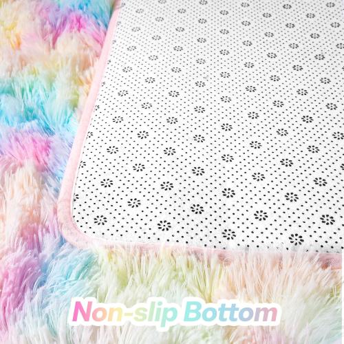 junovo Washable, Non-Slip Area Rug, Soft Rainbow Area Rug for Girl's Room, Children's Play mat, Baby Girl Bedroom Nursery Home Bedroom, 2ft x 3ft Tie-Dyed Rainbow