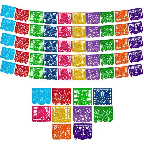 Papel Picado Banner 5-pk - Mexican Party Banners - Fiesta Party Decorations