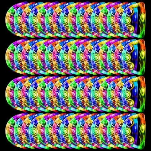 48 Pack LED Light Up Tambourines with Flashing Lights Tambourine Toys for Adults & Teens, Glow in The Dark Handheld Percussion Musical Instrument Wedding Reception Dance Floor Props Party Favors (48)