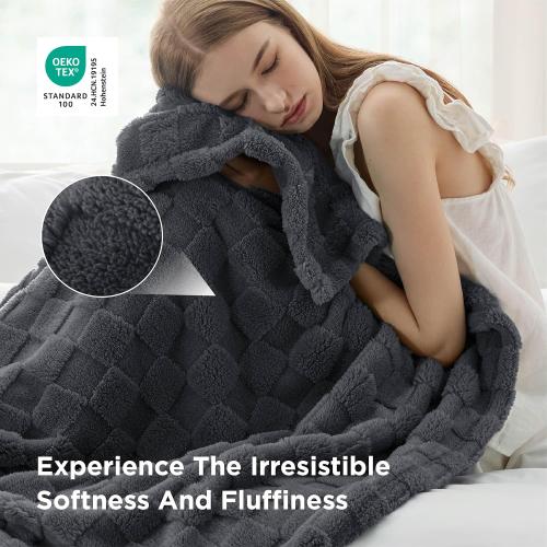 Bedsure GentleSoft Blankets Queen Size for Bed - Super Soft Cozy Blanket for Women Men Girls, Large Fuzzy Fleece Throw for Bedroom Decor, Dark Grey, 90x90 Inches