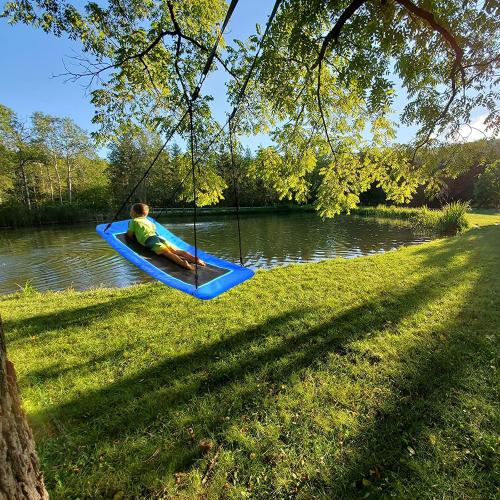 Trekassy 700lb Giant 60 Skycurve Platform Tree Swing for Kids and Adults | 900D Oxford Fabric, Adjustable Ropes, Curved Platform Design, 2 Hanging Straps for Backyard, Easy Assembly (Patented)