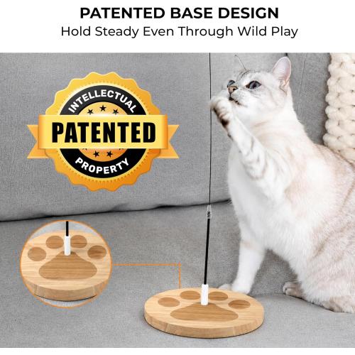Cat Toys for Indoor Cats, Interactive Cat Toy Wand, Kitten Stuff, 18 Lures | Heavy Stable Base Prevents Toppling, Dual Suction Cup For Extra Play Options, Trigger natural feline hunting instincts today