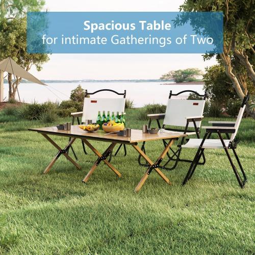 48Inch Folding Camping Table, Lightweight Roll-Up Table Aluminum Low Portable Picnic Table with Carrying Bag for Outdoor, Beach, Picnic, Backyards, BBQ and Party, Log Color