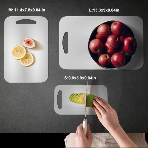 SILVER URMONA 3 PCS 304 Stainless Steel Cutting Board For Kitchen, Non-Staining&Odor-Free, Burr-Free Edges, Dishwasher Safe, Non Toxic Cutting Board（S M L）