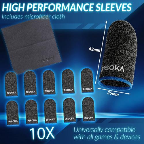 10 Pieces Gaming Finger Sleeves - Perfect Touchscreen Glide - Thumb Sleeve for Mobile Games - Dedales Gamer Profesionales - Phone Accessories
