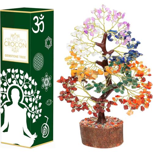 Crocon® 7 Chakra Crystal Tree of Life, Crystals & Healing Stones 10-12 inch