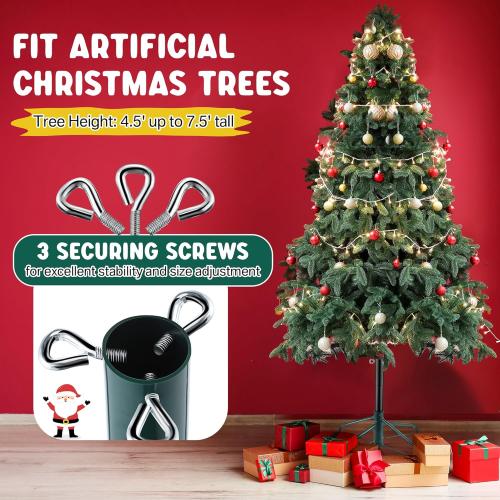 14.8 Christmas Tree Height Extender with 3 Fixing Screws, Fits 0.5-1.25 Inch Tree Poles, Make Christmas Tree Taller for 4.5 Ft to 7.5Ft Artificial Trees, Seasonal Indoor Decor (Green)