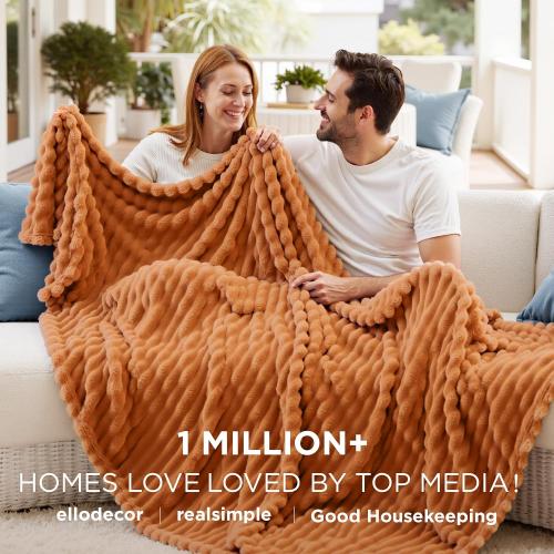 Bedsure GentleSoft Burnt Orange Twin XL Blanket for Bed - Cozy Soft Fall Blankets for Women, Cute Small Fleece Throws for Girls, Birthday Gifts for Women, 66x90 Inches