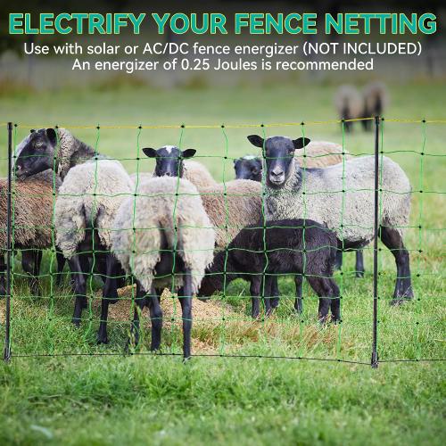 Electric Fence Netting -  Portable Movable Livestock Nets Mesh for Goats, Sheep, Hogs, Dog, All-Purpose Electric Fencing for Backyards, Homesteaders, Farms Ranches, and Gardens