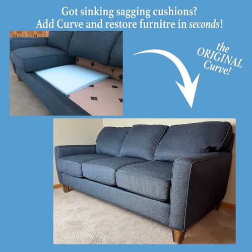 Stratiform Original Curve, Made in USA, Couch Cushion Support, Sofa Cushion Sag Repair, High-Density Foam, Couch Support, Couch Repair, 20x20x2” (Firm, Set of 2)