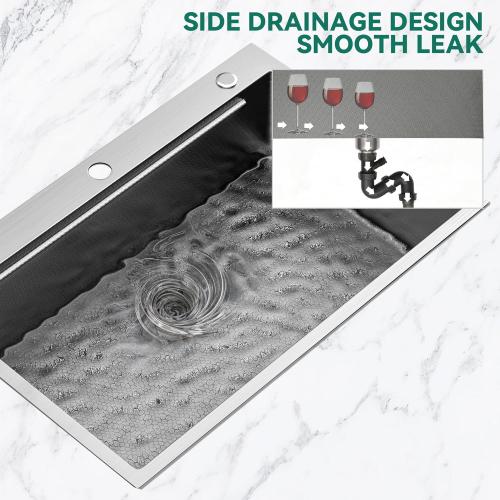 YITAHOME Drop In Kitchen Sink Workstation with Pull-down Faucet, 304 Stainless Steel Single Bowl Top Mount Sink w/Ledge & Accessories, Honeycomb Surface Design, 33 x 22 x 10 in, Silver