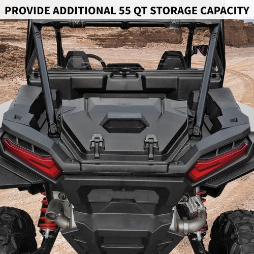 SAUTVS UTV 55 QT Rear Cargo Box for Polaris RZR XP 1000 / XP4 1000 2024 2025 Accessories, Poly Water Resistant Rear Cargo Storage Box Trunk Bed Bin, Replace OEM #2884525