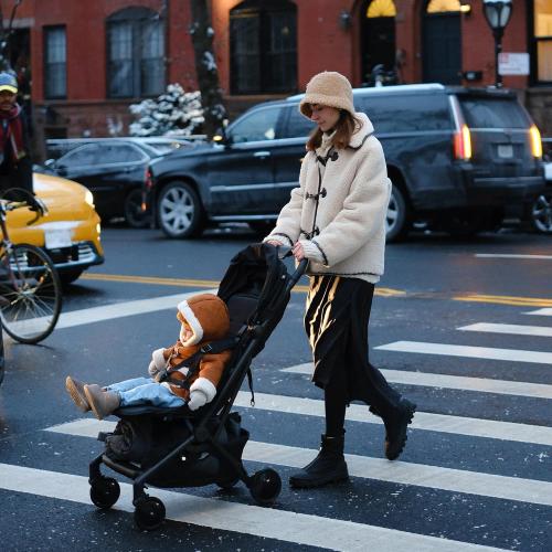 Mompush Velo Lightweight Travel Stroller, Compact & Airplane-Friendly for Baby and Toddler, Lie-Flat Seat, One-Hand Fold, with Leather Bumper Bar, Shoulder Strap, Raincover, Storage Bag & Cup Holder