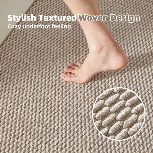 TYUU Bathroom Rugs Non Slip Washable, Super Absorbent Thin Bath Mat Small Quick Dry Low Pile Bathroom Rug, Beige 20x30