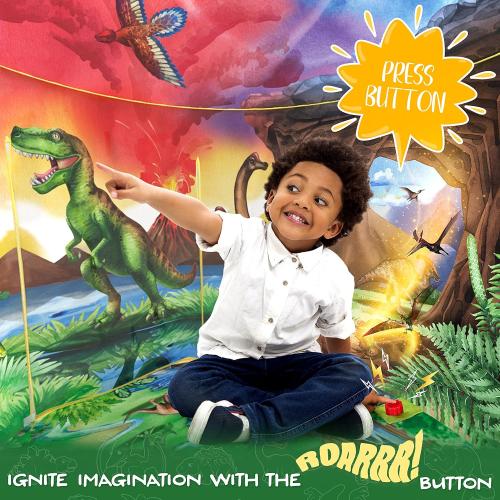 Multicolor W&O Dinosaur Discovery Play Tent with Roar Button - Extraordinary Pop Up Tent for Boys & Girls - Perfect for Indoor & Outdoor Adventures