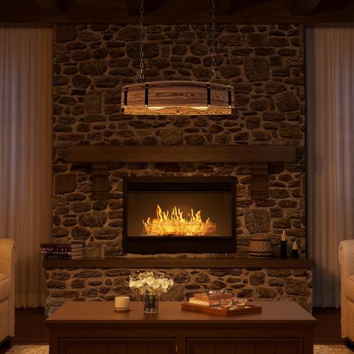 PakaLife Antique Wood Wine Barrel，Pool Table Light Fixture Pendant Lights Kitchen Island Hanging Rustic Bar Ceiling,Pool Table Light