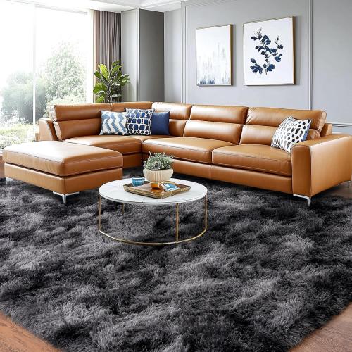 Shaggy Area Rugs, Fuzzy Rugs for Living Room, Soft Nursery Area Rug for Girls, Tie Dye Black Gray Plush Area Rugs Non Slip, Fluffy Rug Carpet