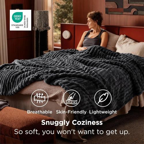 Bedsure GentleSoft Grey California King Size Blanket for Bed - Cozy Soft Blankets for Women, Cute Large Throws for Girls, 102x96 Inches