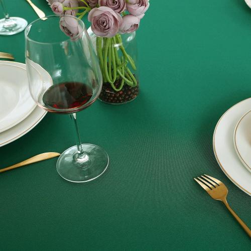 FOLINS&HOME Green Round Tablecloth 48 Inch Waterproof Heavy Duty Wrinkle Free Polyester Fabric Table Cloth, Spillproof Washable Table Cover for Parties, Camping, Picnic, Banquet, Indoor and Outdoor