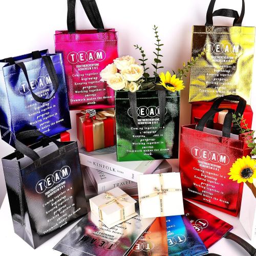 Addblu 50-Piece Employee Appreciation Gift Bags Bulk - Include 25 Team Bags (8x10x4 Inch) & 25 Tissue Paper, Reusable Gift Bag with Handles for Staff, Coworker, Teacher, Thank You & Valentine‘s Day Gifts (Colorful)