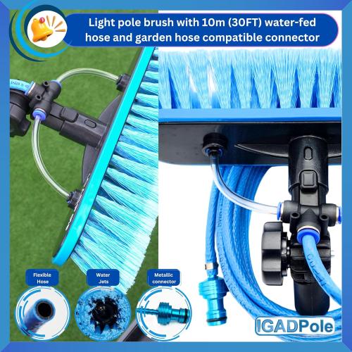 IGADPole 20 FT Water-Fed Cleaning Kit – Extendable Telescopic Pole with Soap-Dispenser, Brush & Cobweb Duster, Adjustable 5-20 FT Handle for Safe High Window, Gutter, Solar Panel & Exterior Cleaning