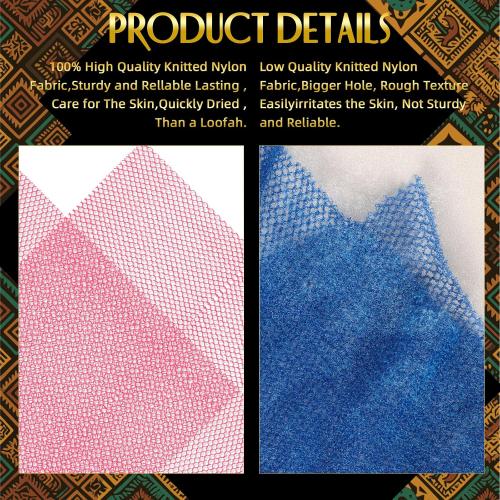 UJFQBH 3 Pack African Net Sponge, African Exfoliating Net Bath Sponge Long Net Bath Sponge Exfoliating Shower Body Scrubber Back Scrubber Skin Smoother,Great for Daily Use (Pink,Yellow,Purple)