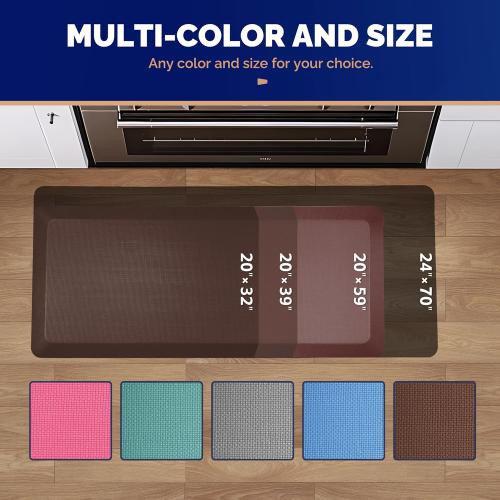 FEATOL Anti Fatigue Mat Floor Mat, Extra Thick Standing Office Desk Mat Memory Foam Cushioned Anti Fatigue Ergonomic Kitchen Mats Comfort Standing Pad NOT PVC 9/10 Inch Thick (20 x 39, Brown)