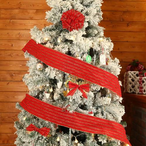 Syhood Christmas Wired Velvet Ribbon with Gold Edge, Waterproof Wrapping Velvet Decoration Ribbon for Xmas Wreath Bows Floral Craft Ornaments(Red,2.5 Inch by 15 Yards)