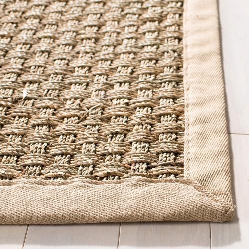 Area Rug  Natural Fiber Collection - Natural & Beige, Seagrass, Basketweave Pattern with Border