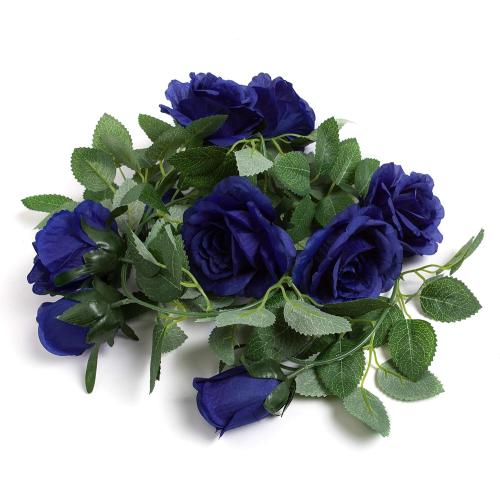 Huata 3PCS 6.56Ft Artificial Rose Flower Silk Vine Hanging Wedding Decor Garlands Home Outdoor Indoor Decor Flower (Blue)
