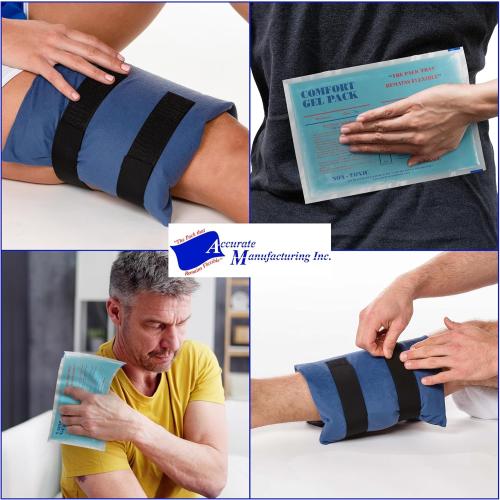 Flexible Reusable Gel Packs for Neck, Wrist, Arm, Back and Shoulder Pain Relief - Versatile Hot or Cold Gel Packs for Injuries, Sore Muscles or Toothache Pain Relief, Blue, 10 x 15, 2 Pack, with LuLu Belle's Wonder Wear vests.