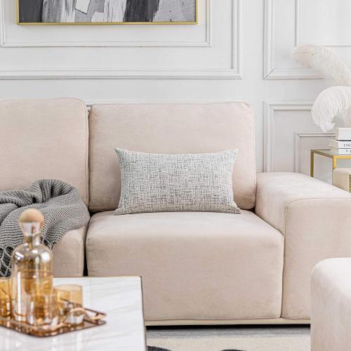 Home Brilliant White Lumbar Pillow Cover 12x20 Chenille Plush Velvet Oblong Decorative Throw Pillow Covers Fall Pillowcases for Bed Couch Sofa, Set of 2, 12 x 20 inches(30x50cm), Cream Mix Black