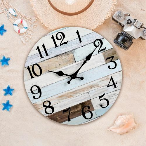 Wall Clock Battery Operated 16 Inch Silent Non-Ticking Coastal Country Style Decorative for Living Room, Kitchen, Home,Bathroom, Bedroom, Laundry Room
