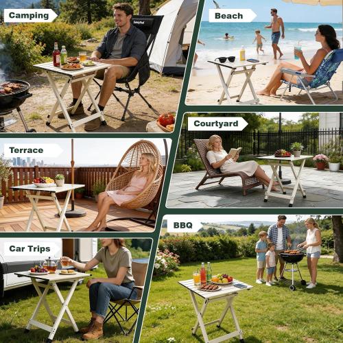 SUNNYFEEL Folding Camping Table - Lightweight Aluminum Portable Picnic Table, 18.5x18.5x24.5 Inch for Cooking, Beach, Hiking, Travel, Fishing, BBQ, Indoor Outdoor Small Foldable Camp Tables ‼️has mild scratches ‼️