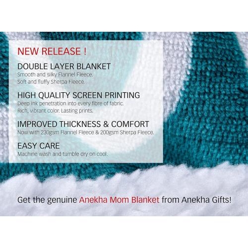 Size 60x50 color teal Mom Blanket – Double Layer Sherpa Fleece – Soft Fluffy Throw, Quality Print – 'Thank You Mom, I Love You' – from Daughter, Son – Gift for Birthday, Mother's Day, Christmas, etc. (Ocean Teal)