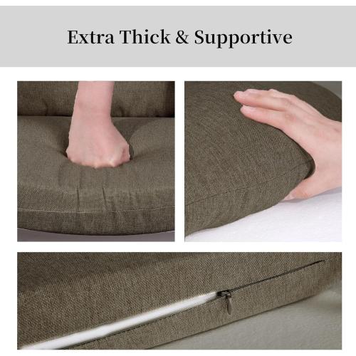 HOMBYS Glider Rocker Replacement Cushions with Storage Side Pocket,Linen-Like Fabric, Foam & Microfiber Filling, Non-Slip & Washable,Thickened & Supportive for Glider Rocking Chair (Coffee)